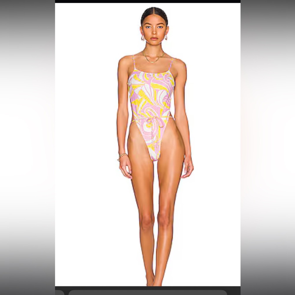 Monica Hansen Pink and Yellow One Piece Swimsuit